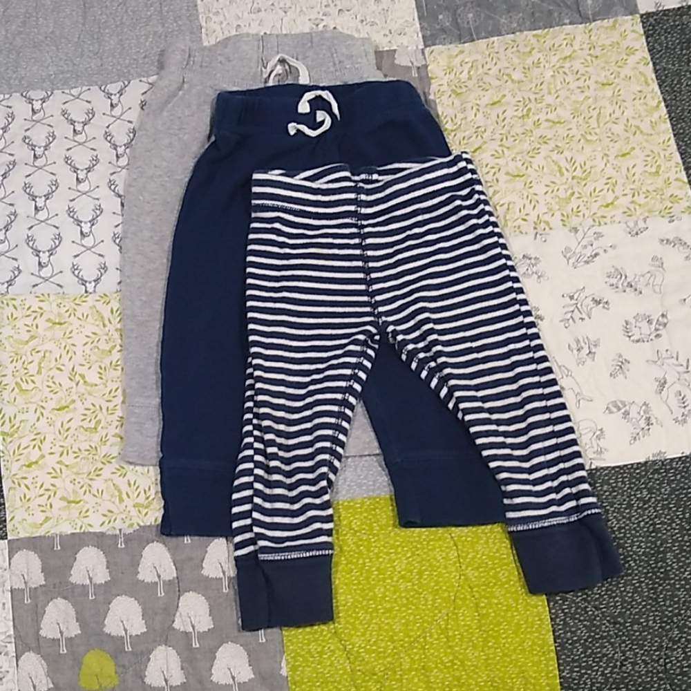 3 pairs cotton pants 12M